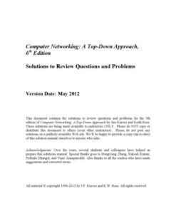 Computer Networking: A Top-Down Approach (Solutions to Review Questions and Problems) eBook