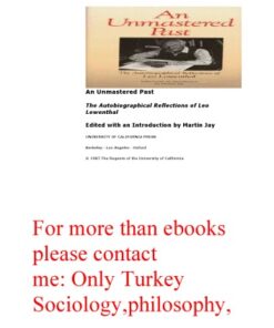 An Unmastered Past: The Autobiographical Reflections of Leo Lowenthal eBook